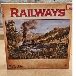 Railways 750 Piece Jigsaw Puzzle Logging Train Forest‎ Mountain Scenery